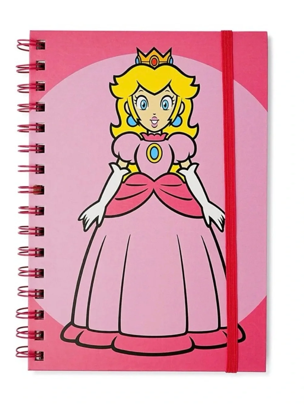 Super Mario Princess Peach Spiral Notebook Elastic Closure Pyramid America New
